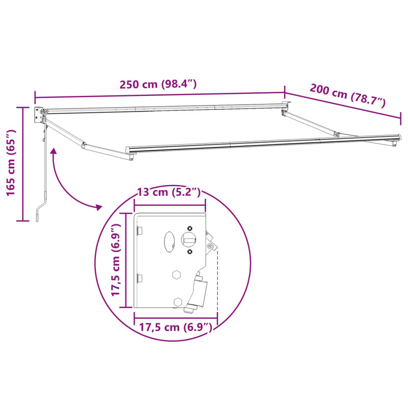 Elektryczna Rozkładana Markiza Jasnoszary 2,5 x 2 m