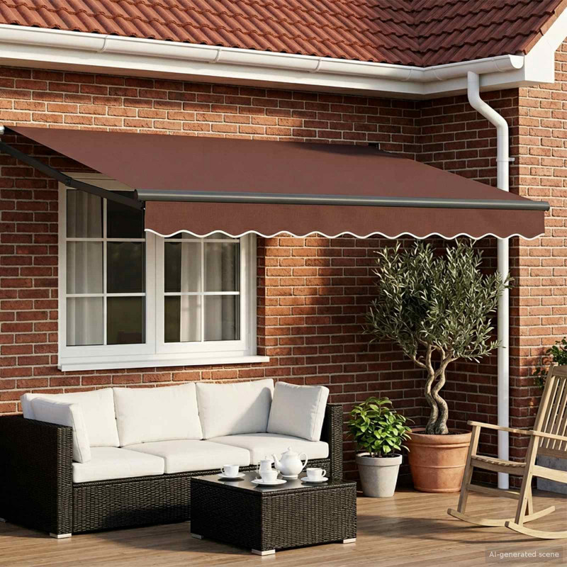 Markiza wysuwana brązowy 2,5 x 2 m 100% Poliester i Aluminium