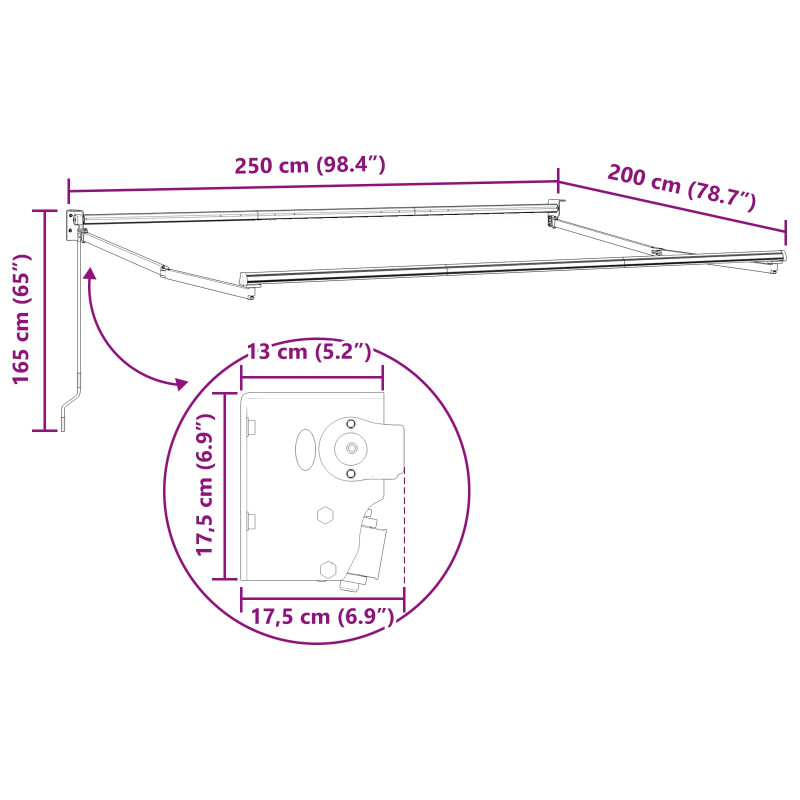 Markiza wysuwana Czerwony i Biały 2,5 x 2 m