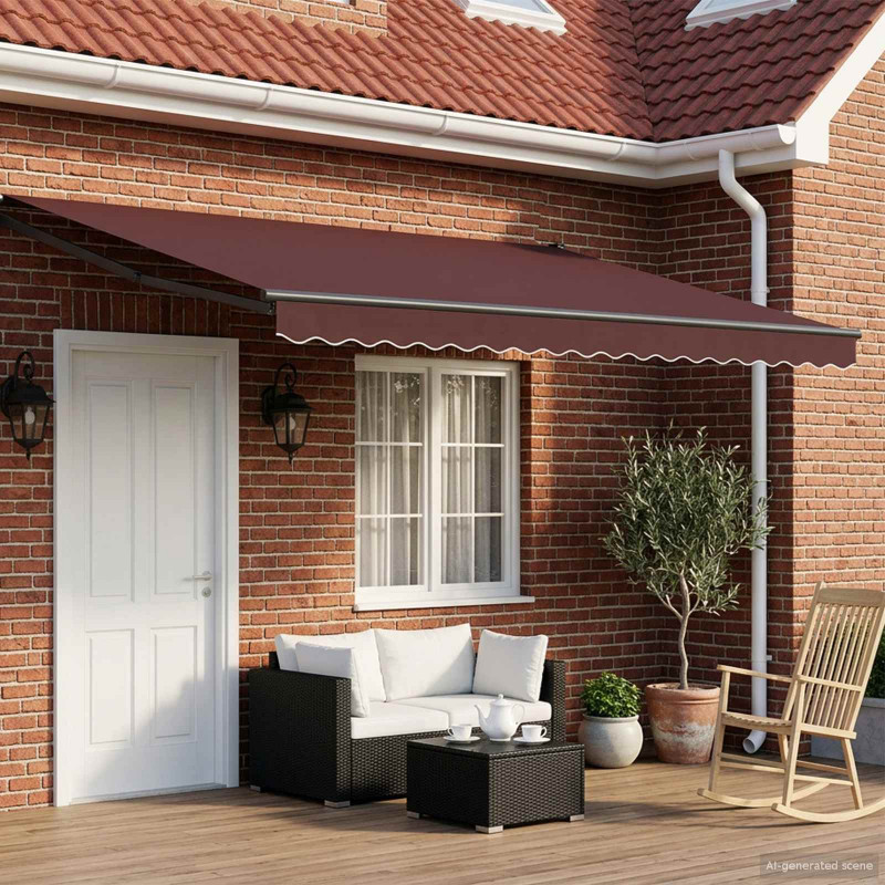 Markiza wysuwana brązowy 4 x 2 m 100% Poliester i Aluminium