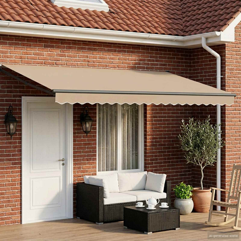 Markiza wysuwana Beżowy 4 x 2 m 100% Poliester i Aluminium
