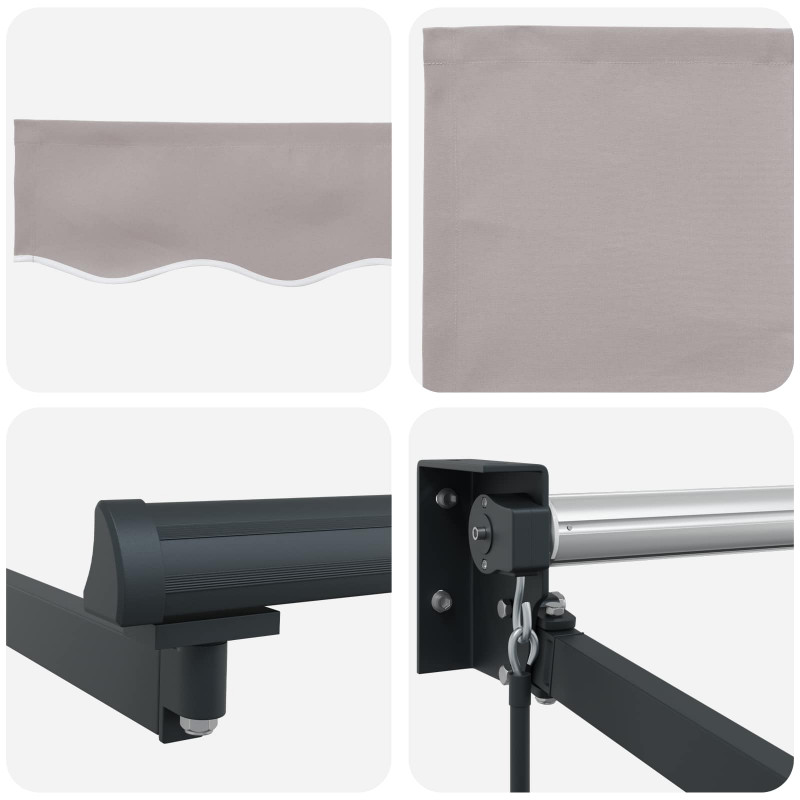 Markiza wysuwana jasnoszary 4 x 2 m 100% Poliester i Aluminium