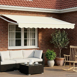 Markiza ręczna z LEDami Kremowy i Biały 3 x 2 m