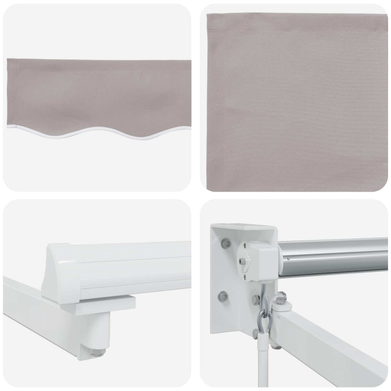 Markiza ręczna z LEDami Jasnoszary i biały. 3 x 2 m