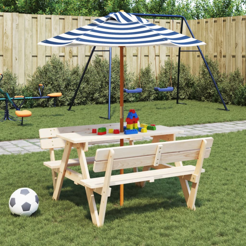Parasol ogrodowy dla dzieci, na drewnianym słupku, Ø120x140 cm