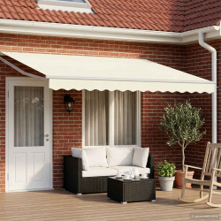 Markiza ręczna z LEDami Kremowy i Biały 4,5 × 3 m