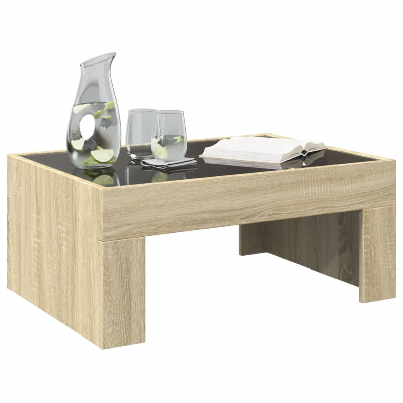 Stolik kawowy z LED Infinity, dąb sonoma, 70x50x30 cm
