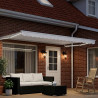 Markiza ręczna z LEDami Biały 5 x 3 m Poliester z powłoką PU