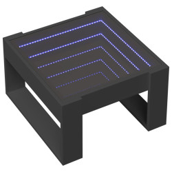 Stolik kawowy z LED Infinity, czarny, 50x53x30 cm
