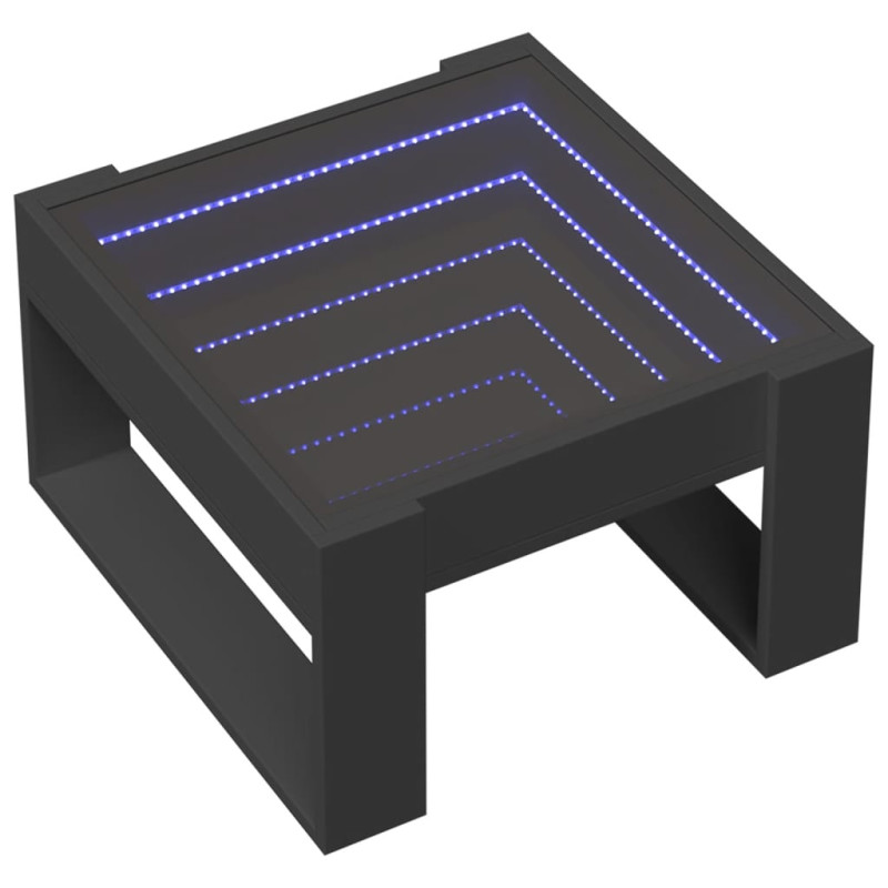 Stolik kawowy z LED Infinity, czarny, 50x53x30 cm