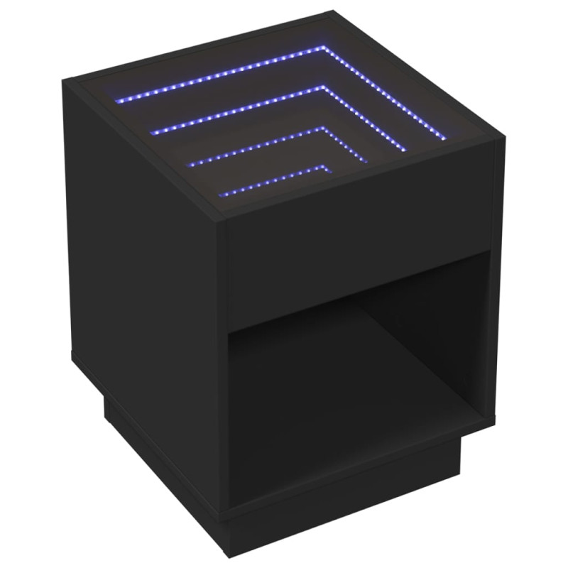 Stolik kawowy z LED Infinity, czarny, 40x40x50 cm