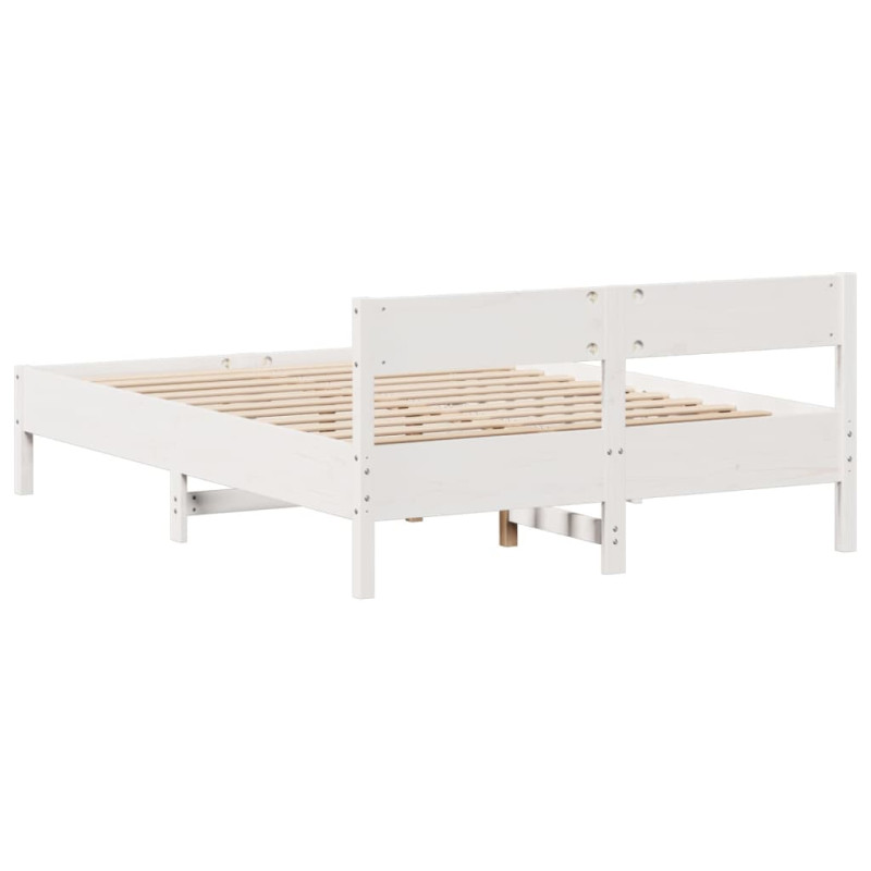 Rama łóżka bez materaca, biała, 135x190 cm, lite drewno sosnowe
