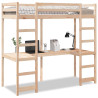 Łóżko na antresoli, bez materaca, 90x190 cm, drewno sosnowe