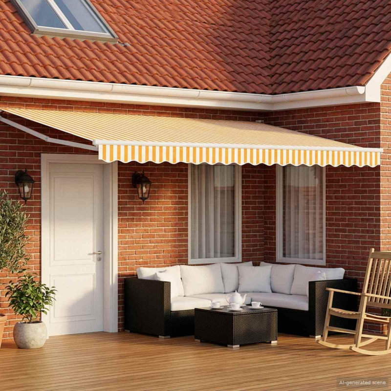 Elektryczna Rozkładana Markiza Pomarańczowy i biały 5 x 3 m