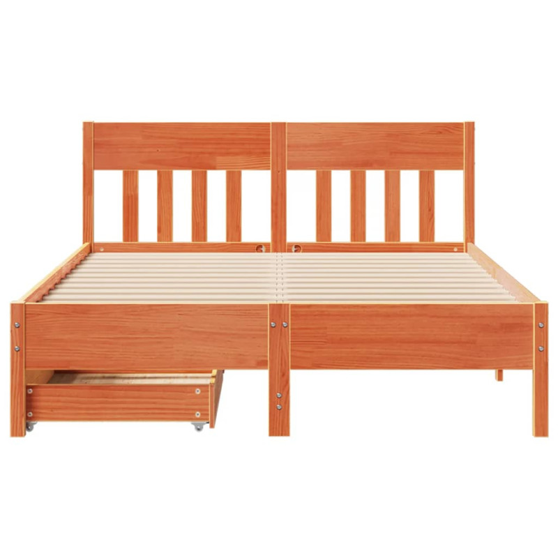 Łóżko bez materaca, woskowy brąz, 140x200 cm, drewno sosnowe
