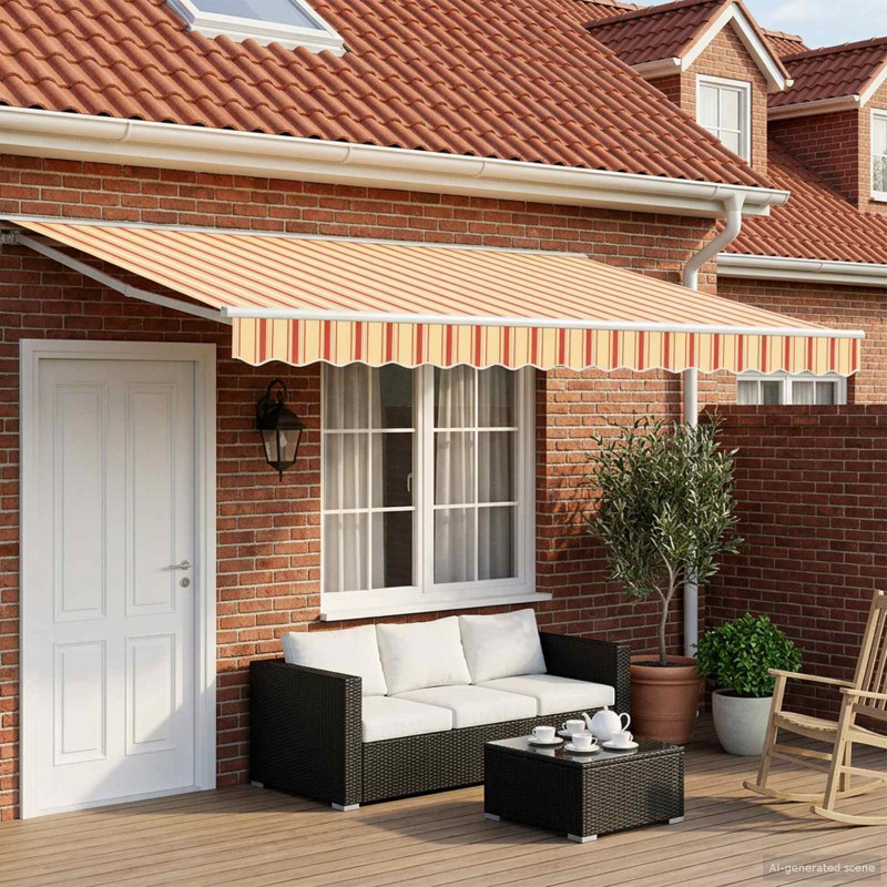 Ręczny ramowy zewnętrzny markizowy z LED 4 × 3 m
