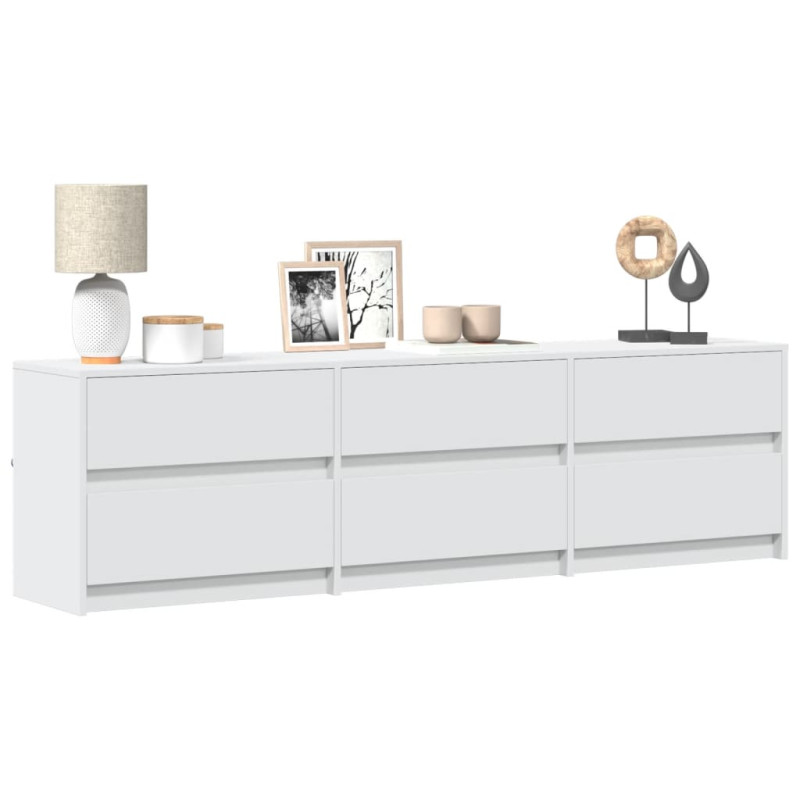 Szafka TV z LED, biała, 180x34x50 cm, materiał drewnopochodny
