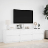 Szafka TV z LED, biała, 180x34x50 cm, materiał drewnopochodny