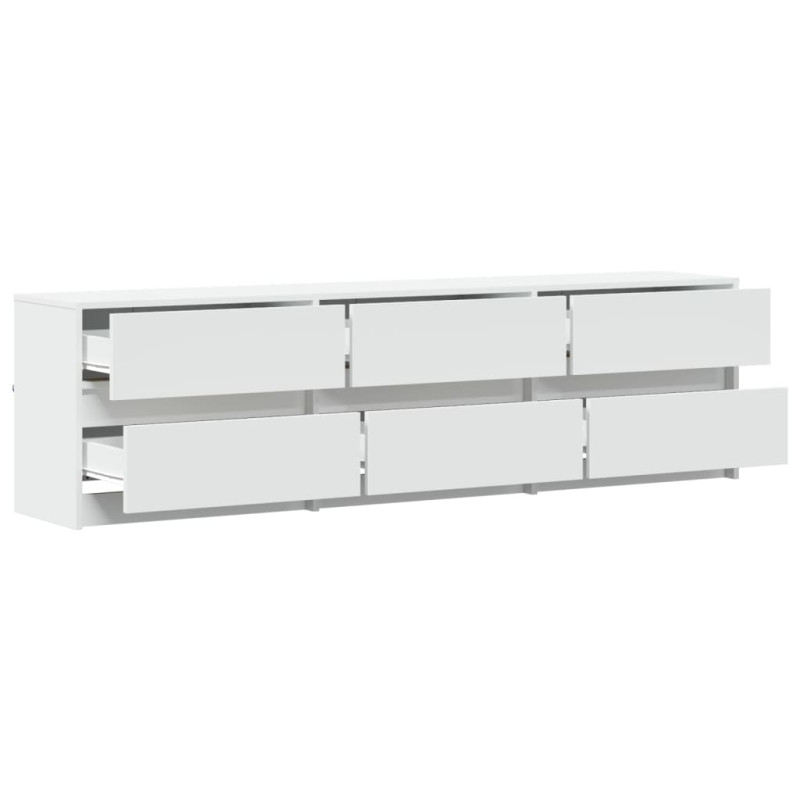 Szafka TV z LED, biała, 180x34x50 cm, materiał drewnopochodny