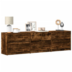 Szafka pod TV z LED, przydymiony dąb, 180x34x50 cm