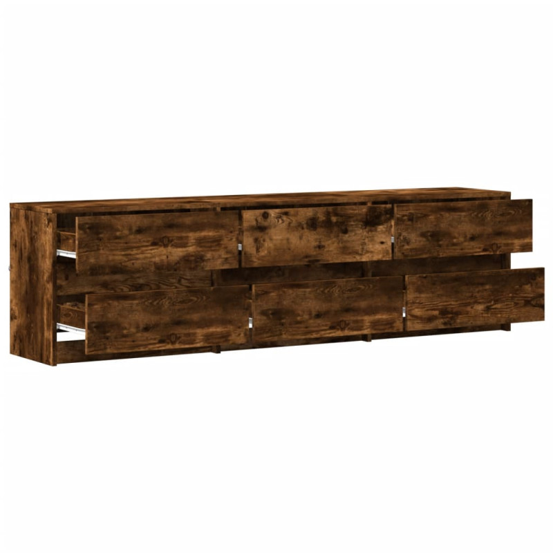 Szafka pod TV z LED, przydymiony dąb, 180x34x50 cm