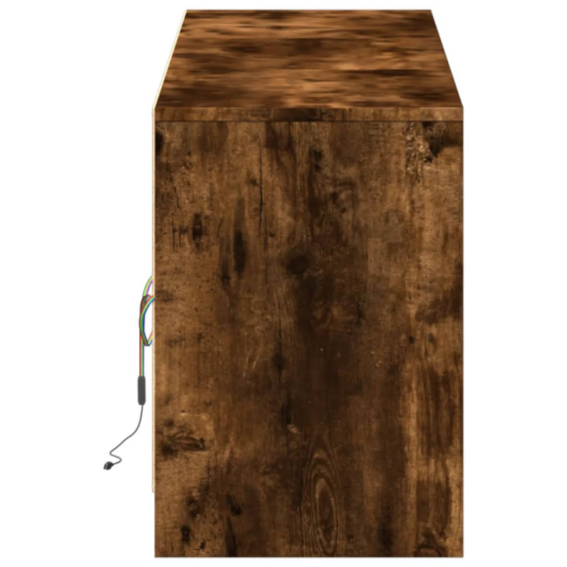 Szafka pod TV z LED, przydymiony dąb, 180x34x50 cm