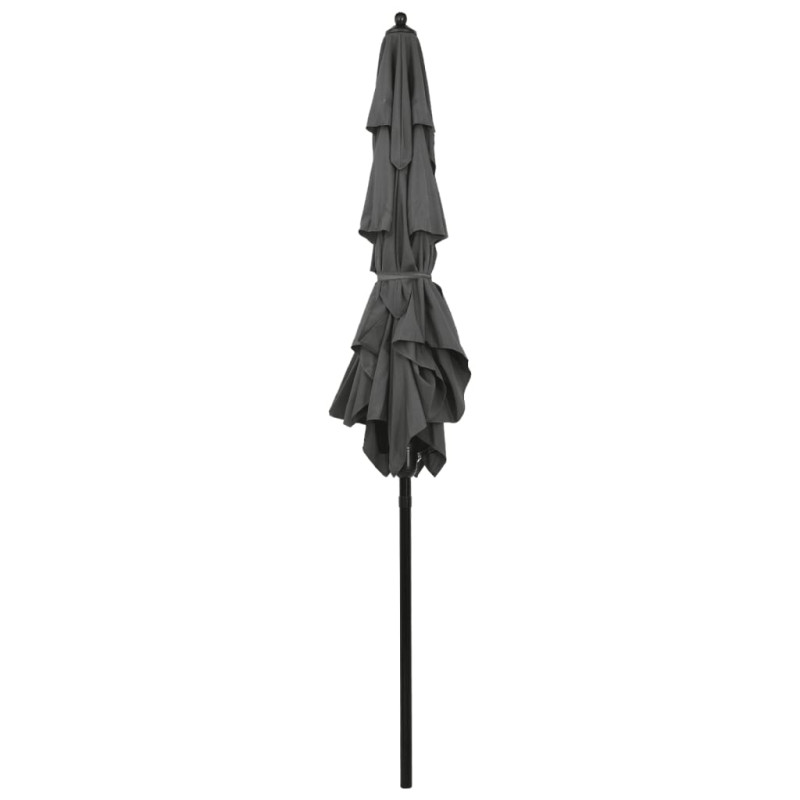 3-poziomowy parasol na aluminiowym słupku, antracytowy, 2x2 m