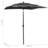 3-poziomowy parasol na aluminiowym słupku, antracytowy, 2x2 m