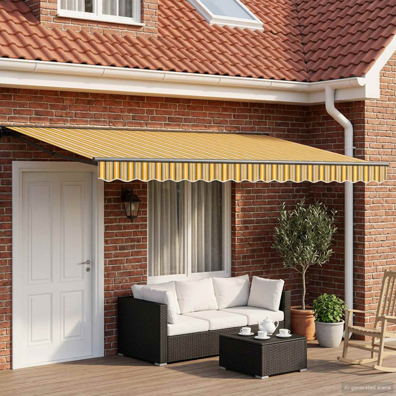 Elektryczna Rozkładana Markiza 4 × 3 m Poliester z powłoką PU