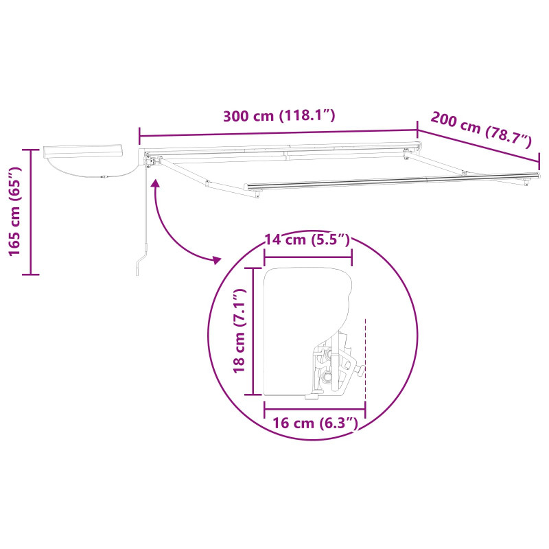 Elektryczna Rozkładana Markiza Jasnoszary i biały. 3 x 2 m