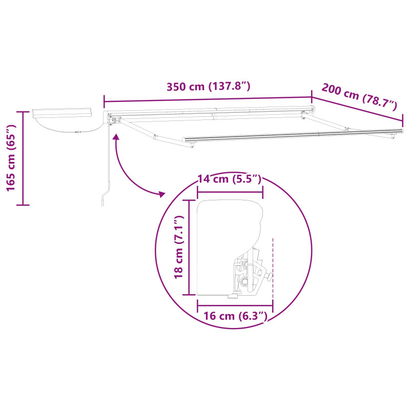 Elektryczna Rozkładana Markiza Czerwony i Biały 3,5 x 2 m