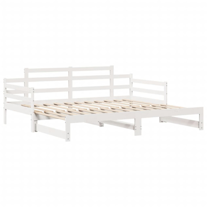 Sofa rozsuwana z szufladami, bez materaca, białe, 80x200 cm
