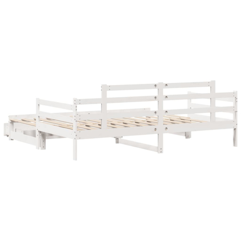 Sofa rozsuwana z szufladami, bez materaca, białe, 80x200 cm