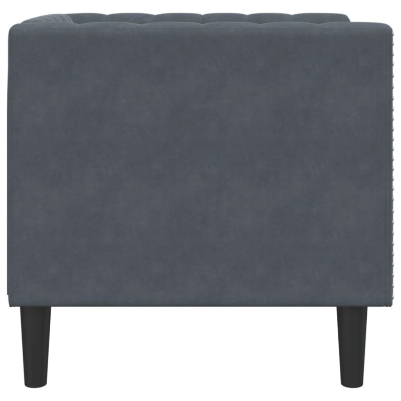 Fotel Chesterfield, ciemnoszary, tapicerowany aksamitem