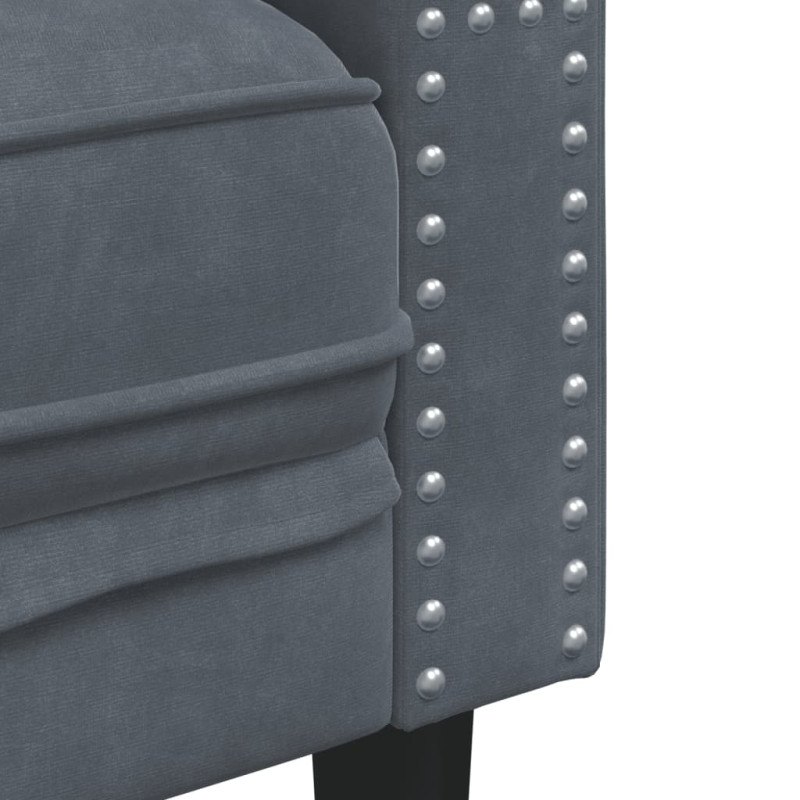 Fotel Chesterfield, ciemnoszary, tapicerowany aksamitem