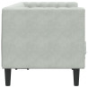 Sofa Chesterfield z wałkami, dwuosobowa, jasnoszara, aksamit