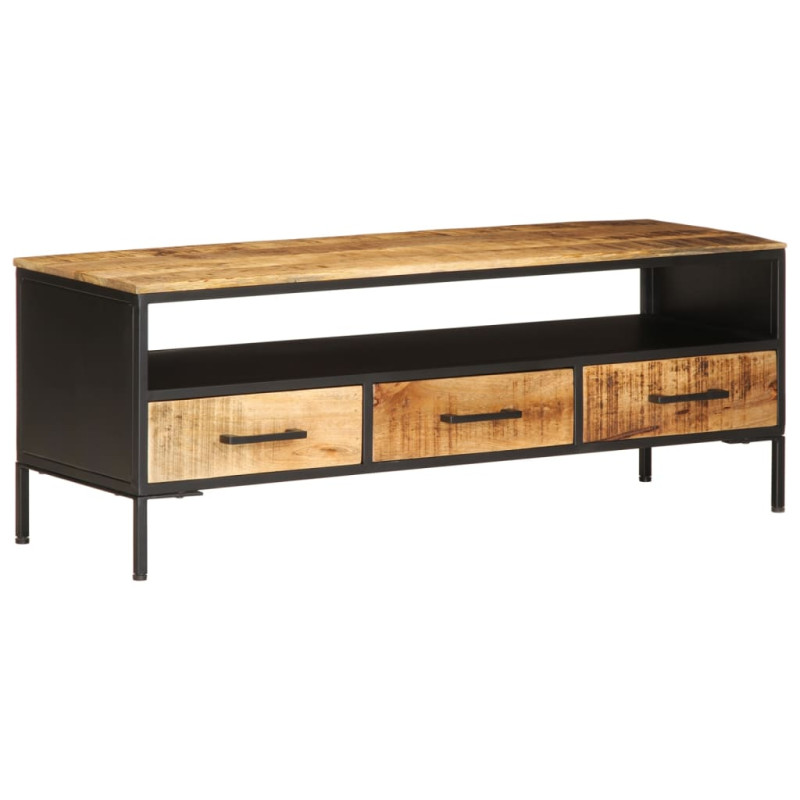 Szafka pod TV, 110x35x40 cm, surowe lite drewno mango