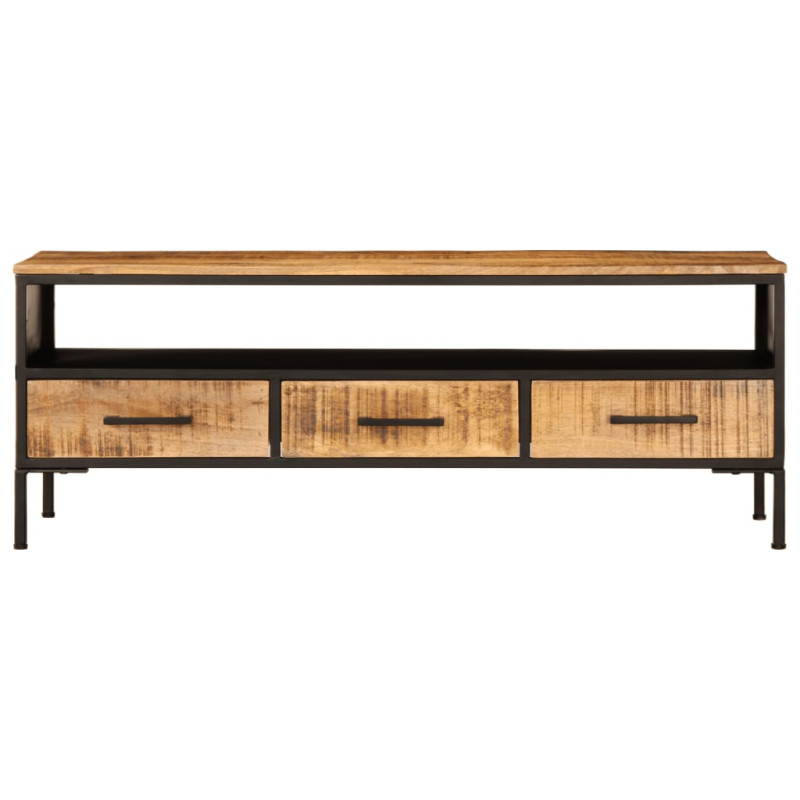 Szafka pod TV, 110x35x40 cm, surowe lite drewno mango