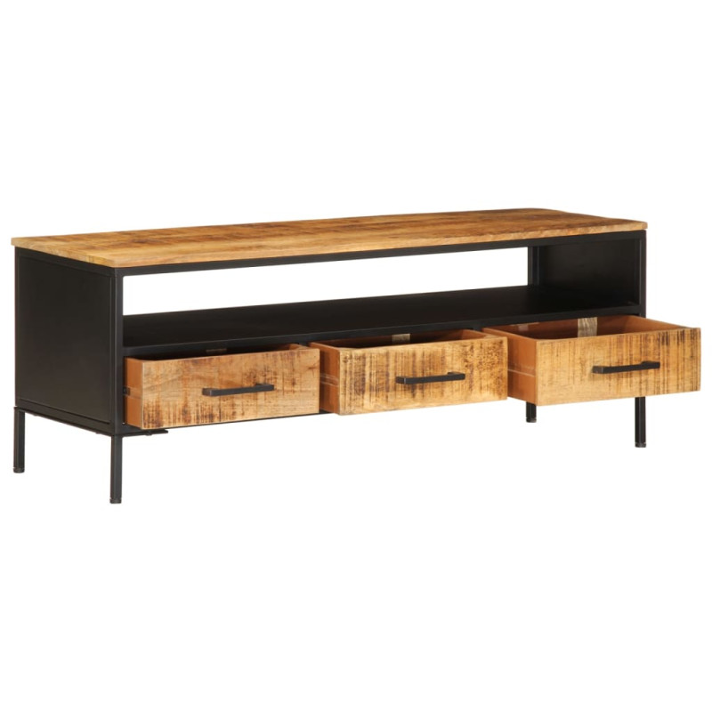 Szafka pod TV, 110x35x40 cm, surowe lite drewno mango
