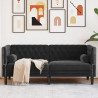 Sofa Chesterfield z wałkami, dwuosobowa, czarna, aksamit
