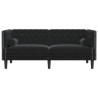 Sofa Chesterfield z wałkami, dwuosobowa, czarna, aksamit