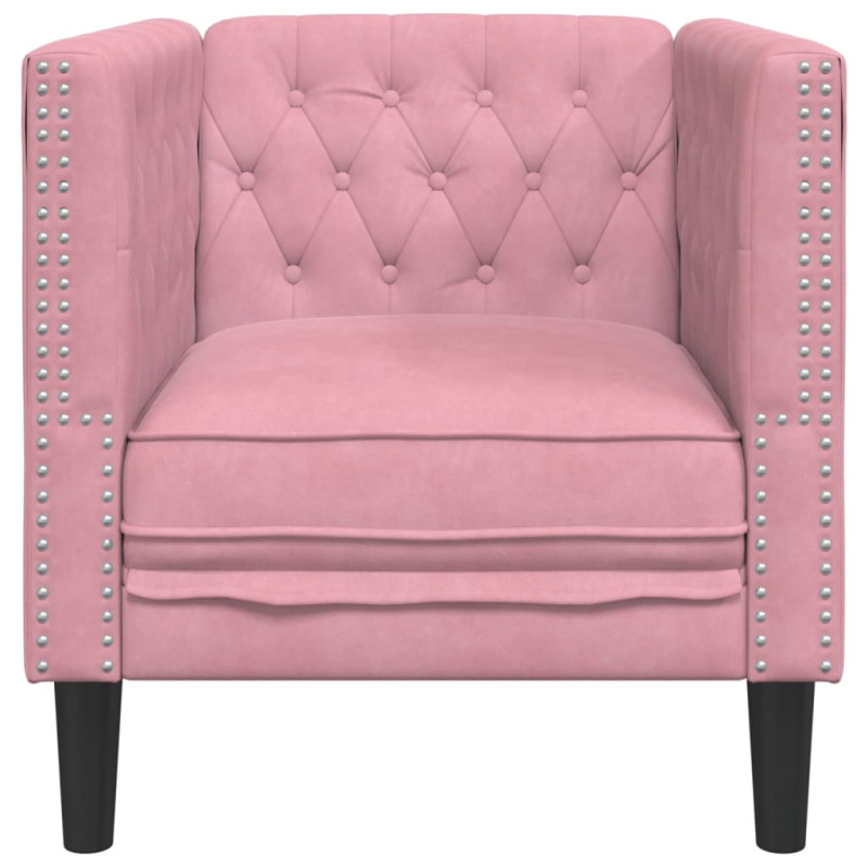 Fotel Chesterfield, różowy, tapicerowany aksamitem