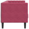 Sofa Chesterfield z wałkami, trzyosobowa, bordowa, aksamit