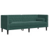 Sofa Chesterfield z wałkami, 3-osobowa, ciemnozielona, aksamit
