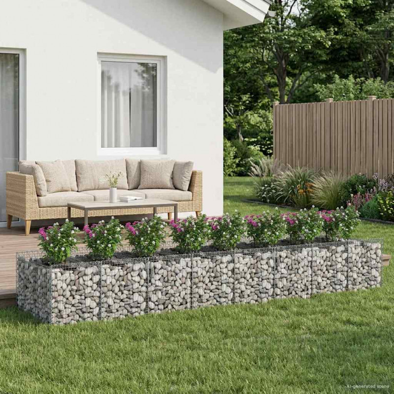 Podniesione łóżko gabionowe 3 pcs srebrny