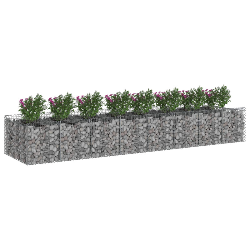 Podniesione łóżko gabionowe 3 pcs srebrny