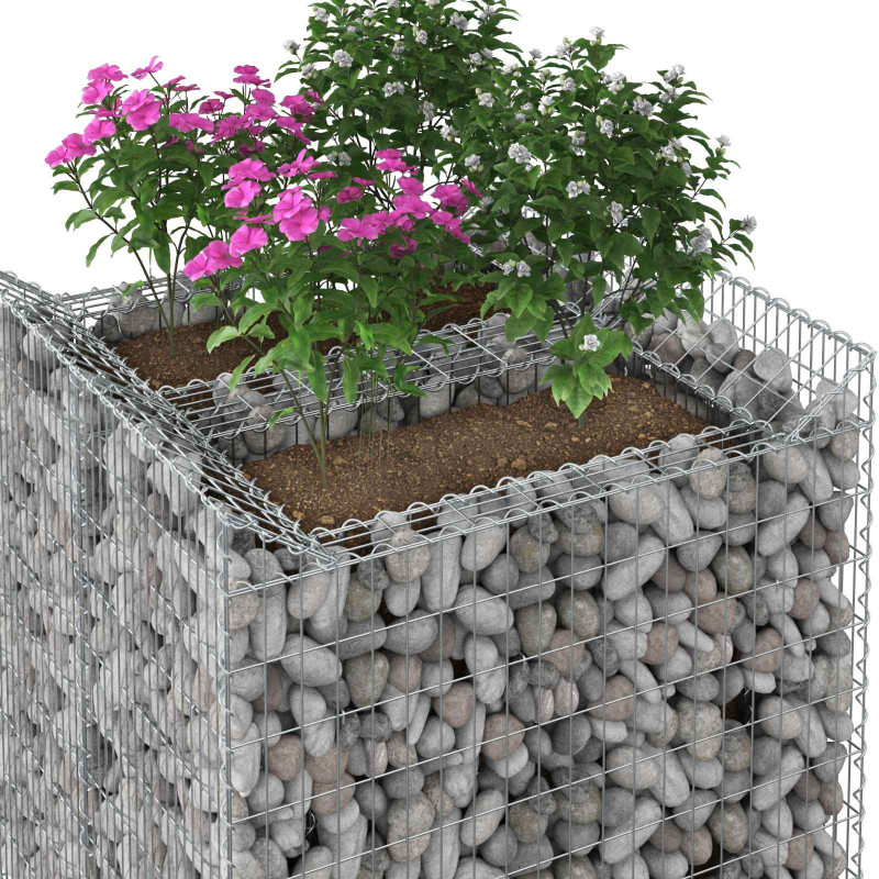 Podniesione łóżko gabionowe 2 pcs srebrny