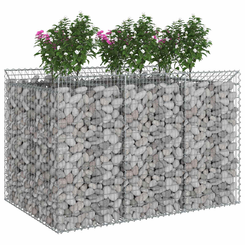 Podniesione łóżko gabionowe 2 pcs srebrny