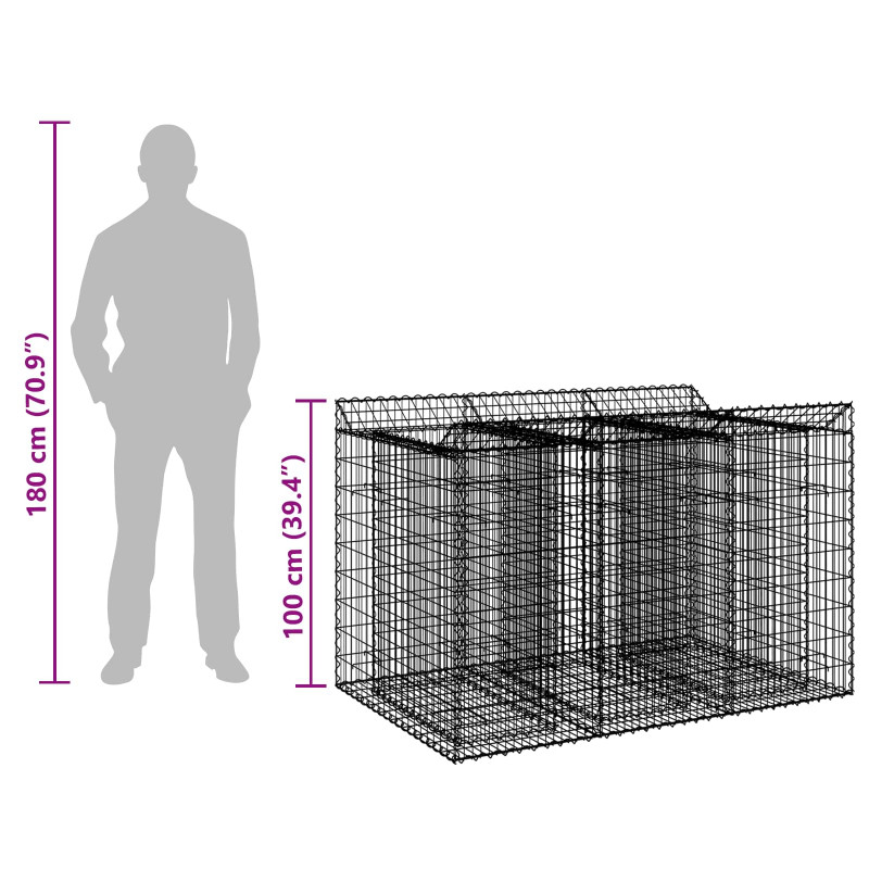 Podniesione łóżko gabionowe 2 pcs srebrny