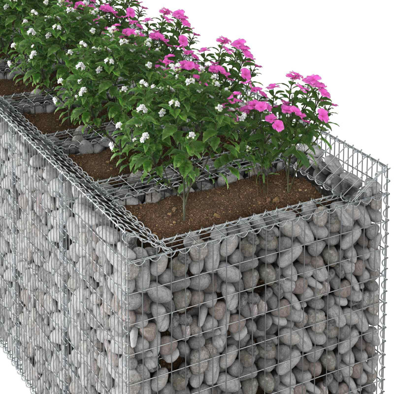 Podniesione łóżko gabionowe 4 pcs srebrny
